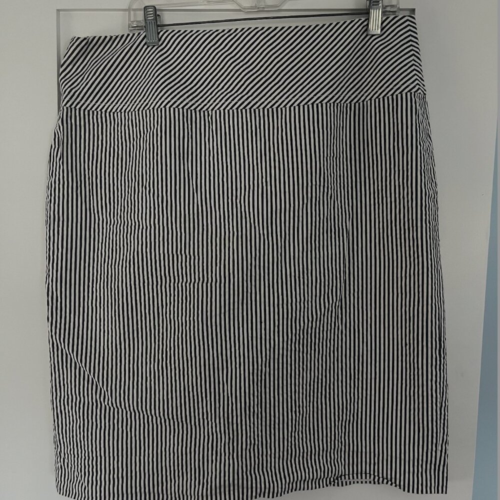 J. Crew Black and White Striped Pencil Skirt